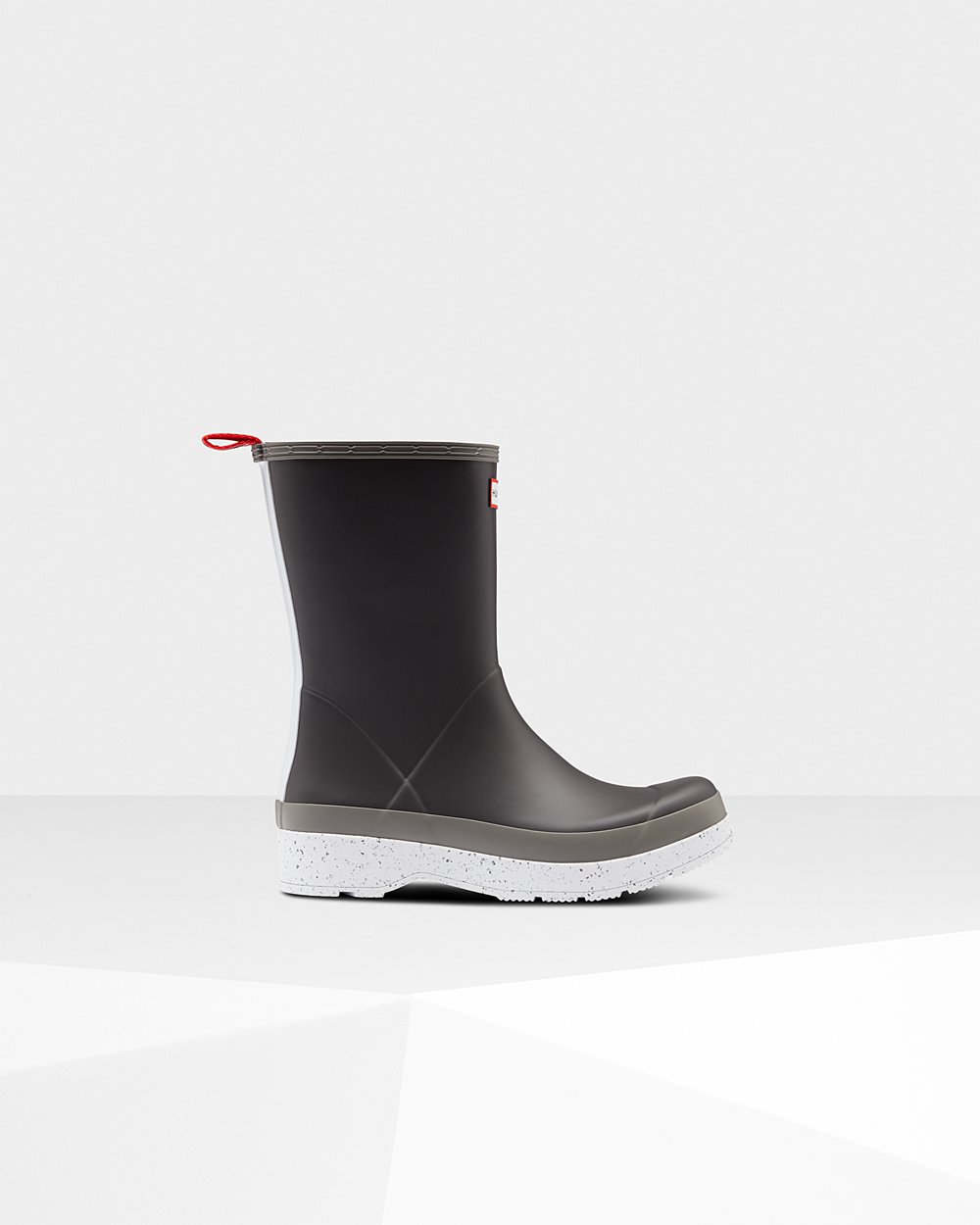 Mens Play Boots - Hunter Original Mid-Height Speckle Rain (54WUDMFES) - Black/Grey